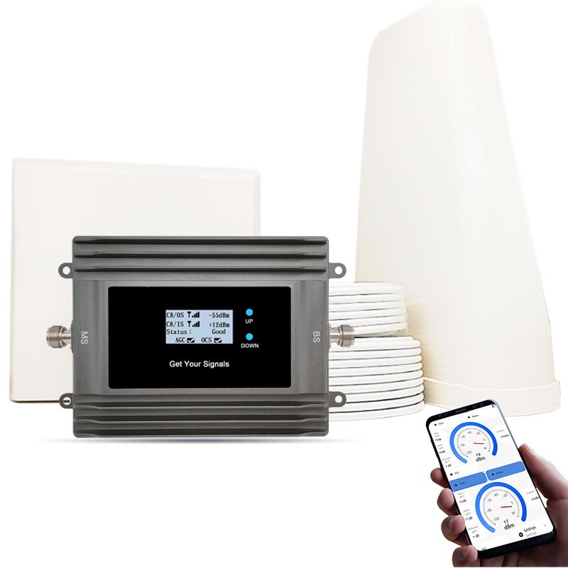 Smart LCD Signal Booster for Cell Phone, Repeater 3G, 4G, 1800Mhz, 2100Mhz, Dual Band, EGSM, Celular Amplifier, App Management